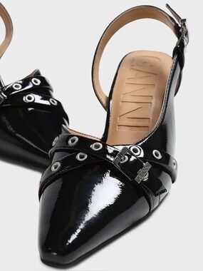 NEW IN BOX Ganni Slingback Eyelet Kitten Heels